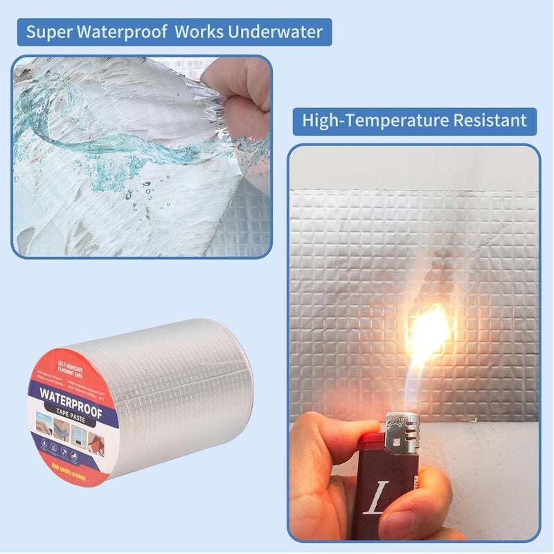 LFGUD 6" W X 16.4'L Waterproof Tape for Leaks Aluminum Butyl Tape with Adhesive for RV Repair, Glass Repairs, Air Mattress Patch, Window Caulking, Boat Sealing, Roof Patching - Image 5